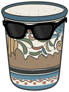 Coffee with sunglasses sticker